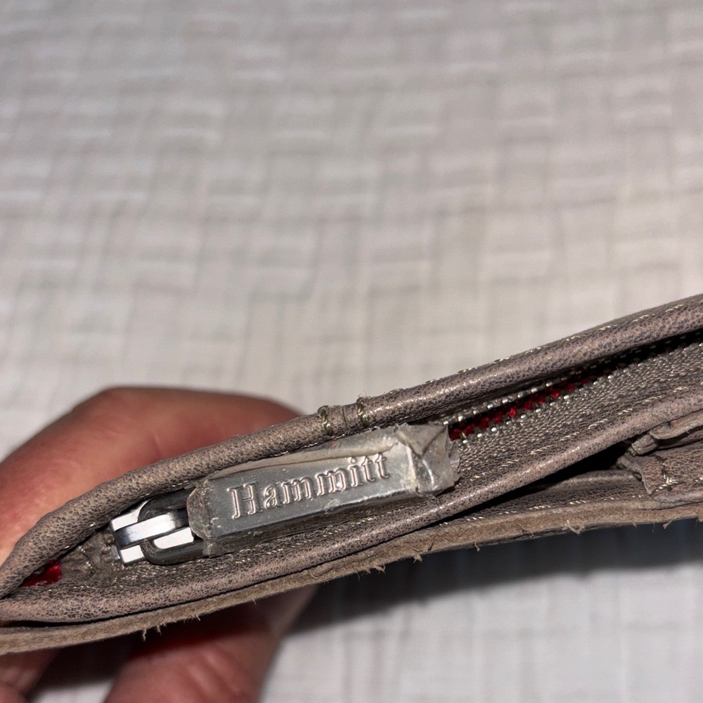 Hammitt 110 North Pewter/Greige Studded Distressed Leather Bifold Wallet - Picture 9 of 9